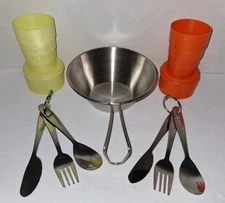 Camping Accessories Utensils Cups Pan Stainless 5 Pc Compact Survivalist NEW