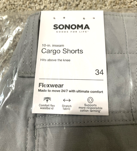 Sonoma Goods For Life® 10" Flexwear GRAU Cargoshorts für Herren 34" Taille - brandneu - Bild 4 von 7