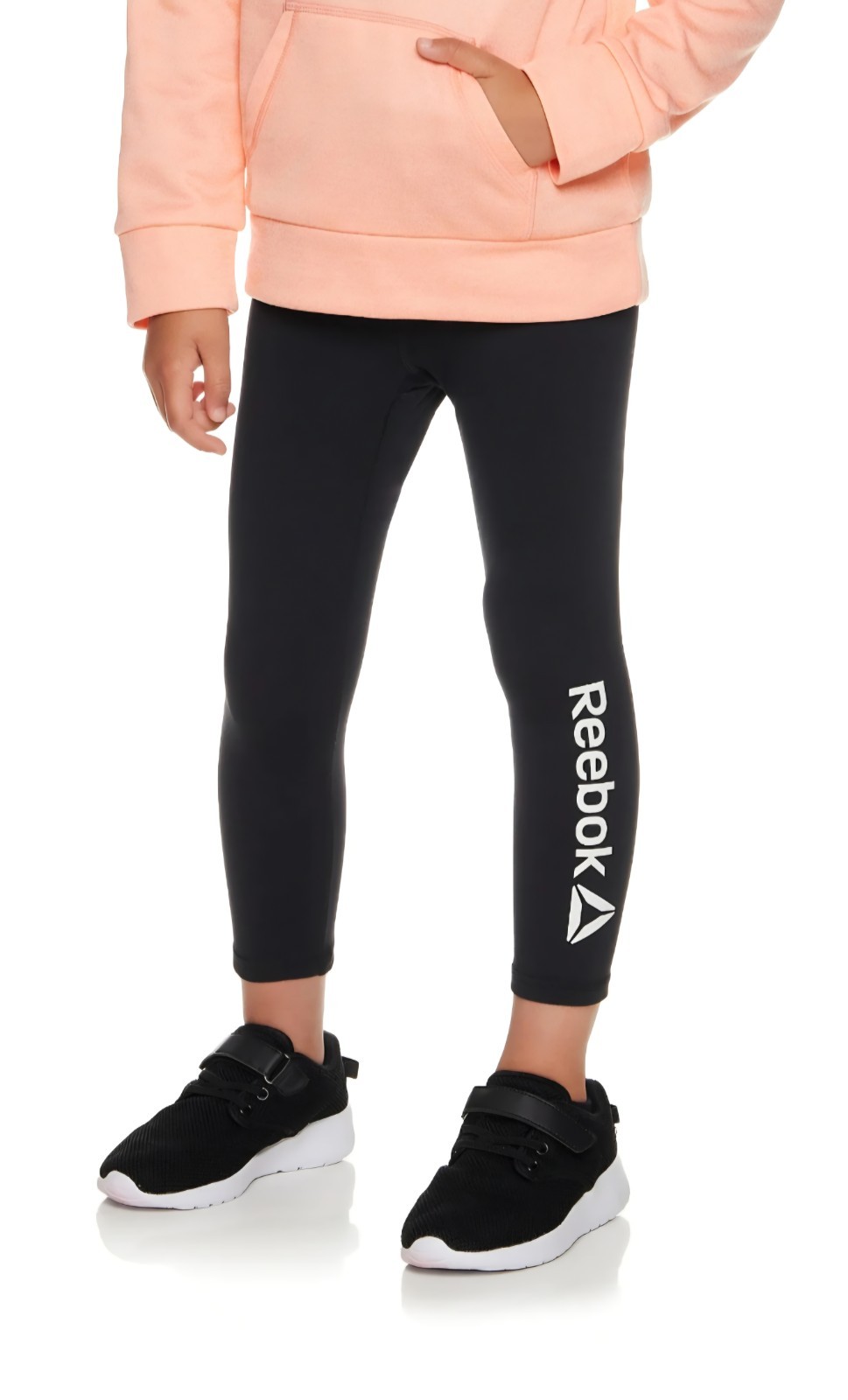 REEBOK Girls Black Activewear Core Leggings Fitted Stretch Size 10-12 NWT