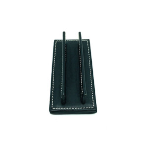 Coach Business Card Holder Black Leather with White Stitching 4"X2"