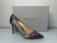 NIB Jimmy Choo ROMY Vino/Silver Lace Pumps Sz 38 EU 8 US