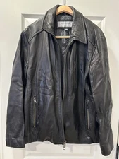 Pre-Owned Black Mens Leather Heavy Jacket XL -Marc New York Andrew Marc