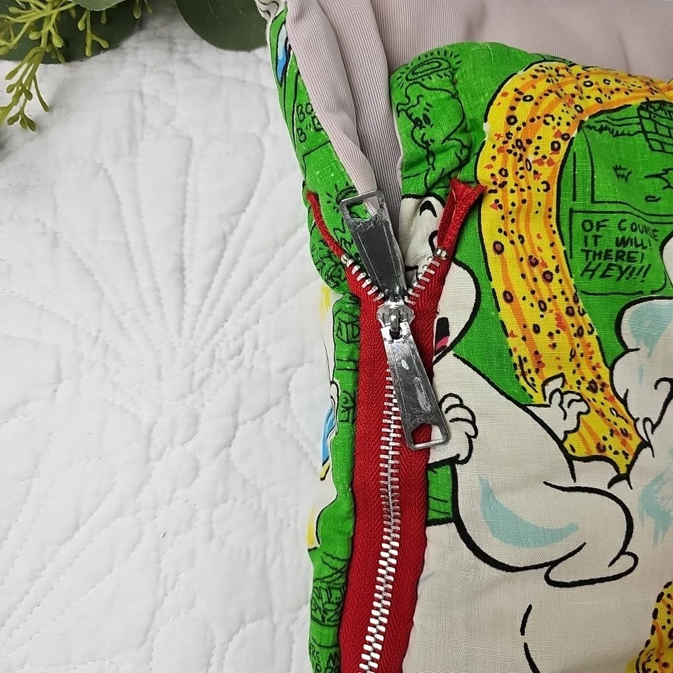 VTG Casper the Friendly ghost Green Single Sleeping Bag Comic Strip - Image 4 of 4