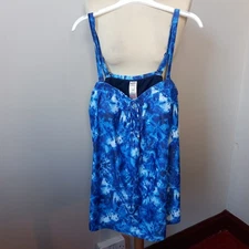 Women's Yours Swimsuit Tankini Top blue floral UK Size 18