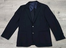 J. Crew Wool Blend Navy Blue Suit Jacket Sz L AX264 Stylish Slim Fit