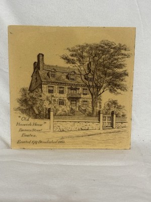 Mintons China Works Antique Tile-Old Hancock House, Boston, MA Dark Amber Mint!!