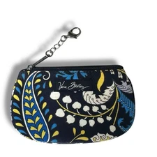 Vera Bradley Keychain Wallet Coin Purse ID Card Holder Ellie Blue Small Floral