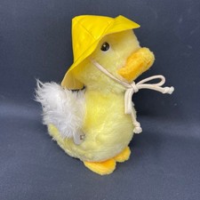 Eden Vintage Musical Duck Plush Yellow Vinyl Rain Hat Works Head Moves