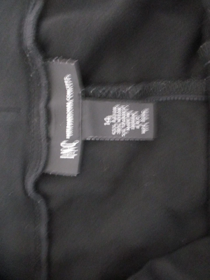 INC Internationa 弹力针织裤 14 码黑色弹性腰围 — 第 3/4 张图片