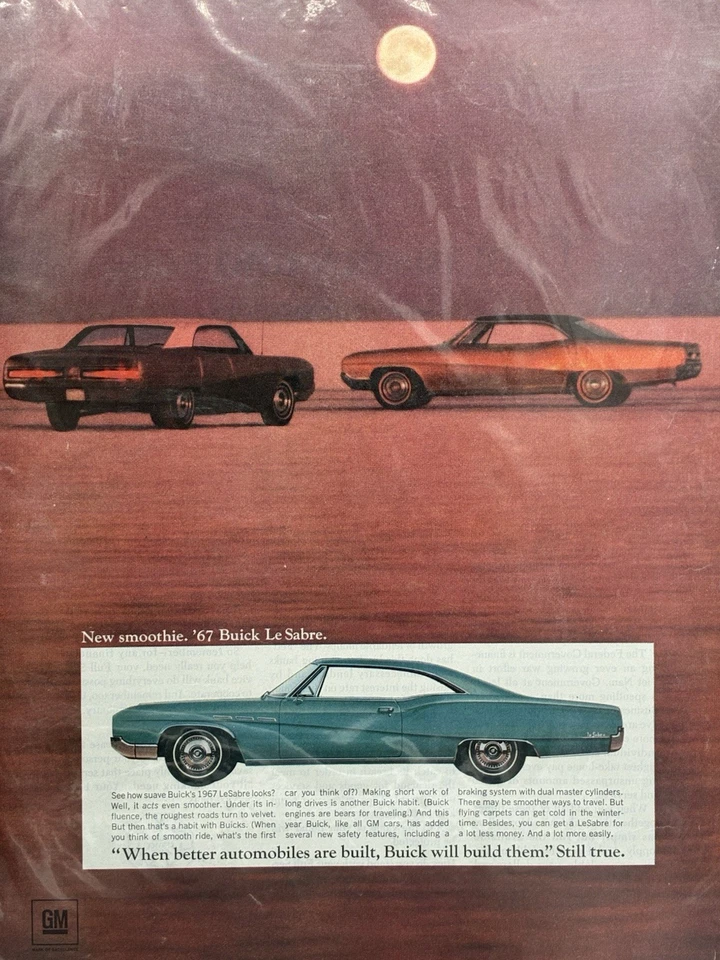 1967 Classic Car AD for BUICK Le Sabre 2 door hardtop Moon Over Desert - Image 2 of 2