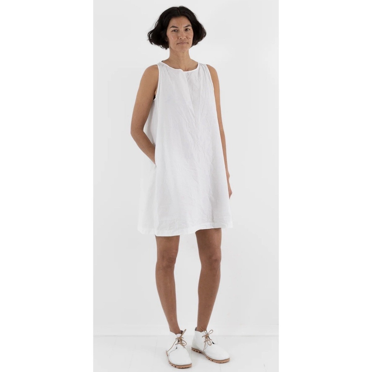 Album Di Famiglia Sleeveless Tunic in Milk TC Womens Small White 