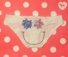 Victoria's Secret Pink 2010 Rare Vintage Y2K L Cheeky graphic bow Bikini Panty