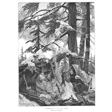CHRISTMAS in the New World by Richard Caton Woodville - Antique Print 1887