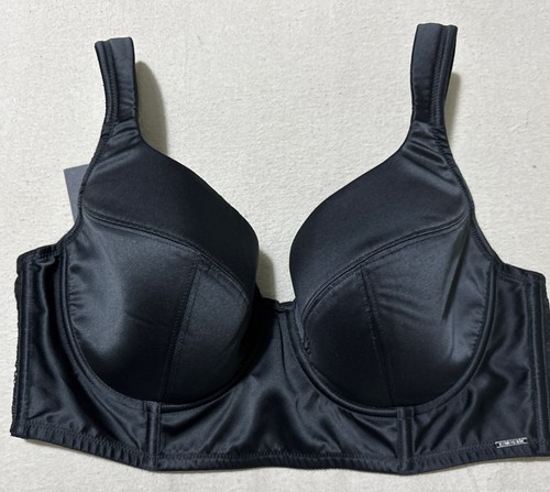 M&S AUTOGRAPH SATIN & LACE BUSTIER FULL CUP BRA In BLACK size 34B - Picture 2 of 8