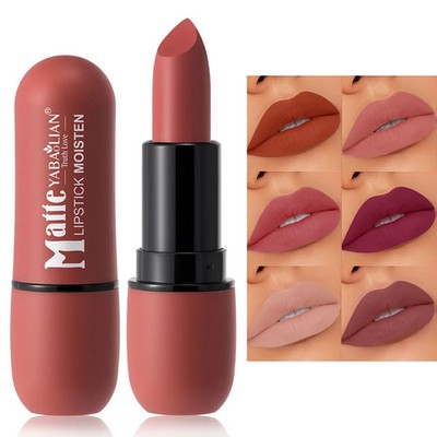 6-Color Matte Lipstick: Velvet Lip Color, Smooth, Waterproof, Long-Lasting
