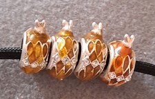 Faberge Type Gold Sparkling Beads X 4