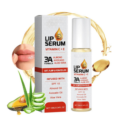 Lip Serum SPF 15, Lip Oil Für Intensive Feuchtigkeit, Lippenöl Mit Vitamin C+E,
