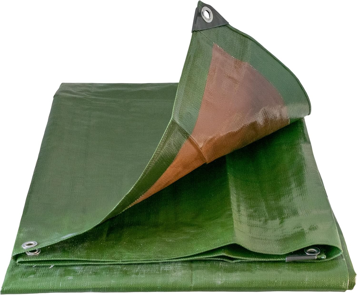 Tough heavy 220 gsm duty waterproof green with brown reverse tarpaulin/tarp cov