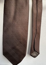 Mens St Michael Made In Britain Brown Striped Textured Kipper Vintage Tie