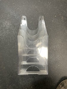 4 Pocket Brochure Holder 4 Tier Tri Fold Clear Multi Slot Display Stand Clear  