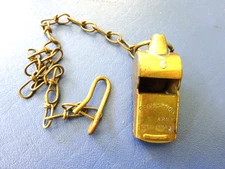 Solid Brass U.S. Military Regulation Whistle with Chain