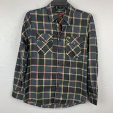 Dixxon Flannel Co Punk Rock Museum Flannel Shirt Mens Small Black Plaid