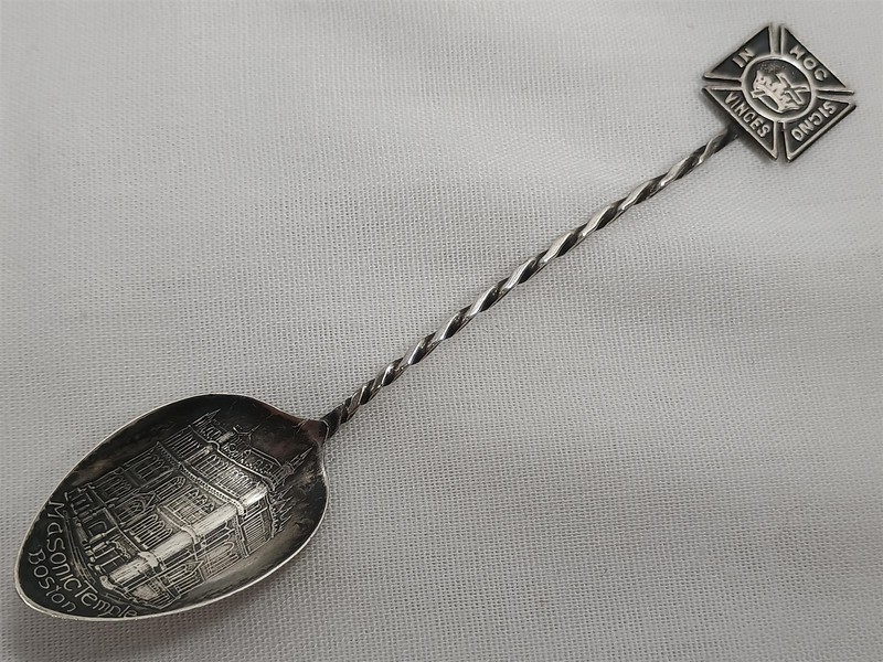 Antique Masonic Temple Boston Knights Templar Sterling Silver Spoon