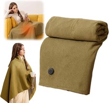 Portable Heated Shawl, Green, Soft Zipper Electric Wearable Wrap, Fast Heat