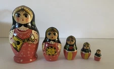 Vintage Russian Hand Painted Matryoshka Nesting Dolls 4”