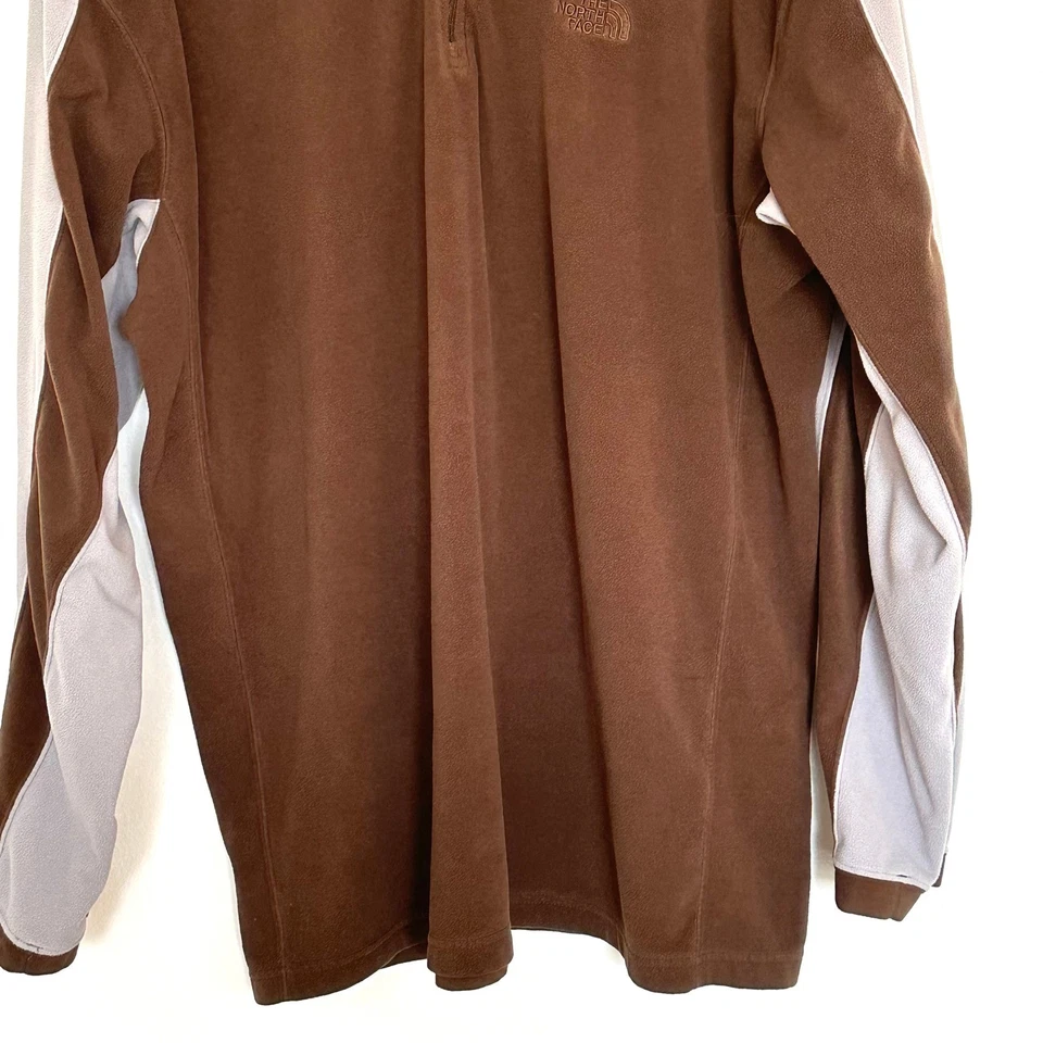 The North Face Pullover Fleece Men's XXL Brown Grey 1/4 Zip Long Sleeve Top - Image 4 of 4