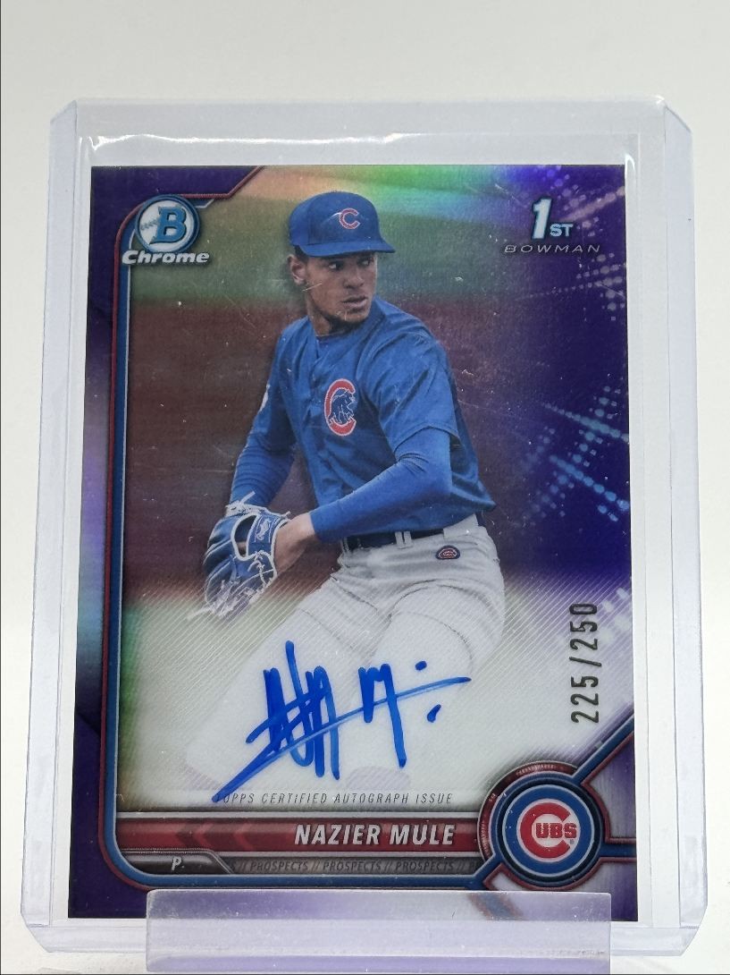 NAZIER MULE 2022 BOWMAN CHROME DRAFT 1ST AUTOGRAPH PURPLE AUTO /250 Q6561