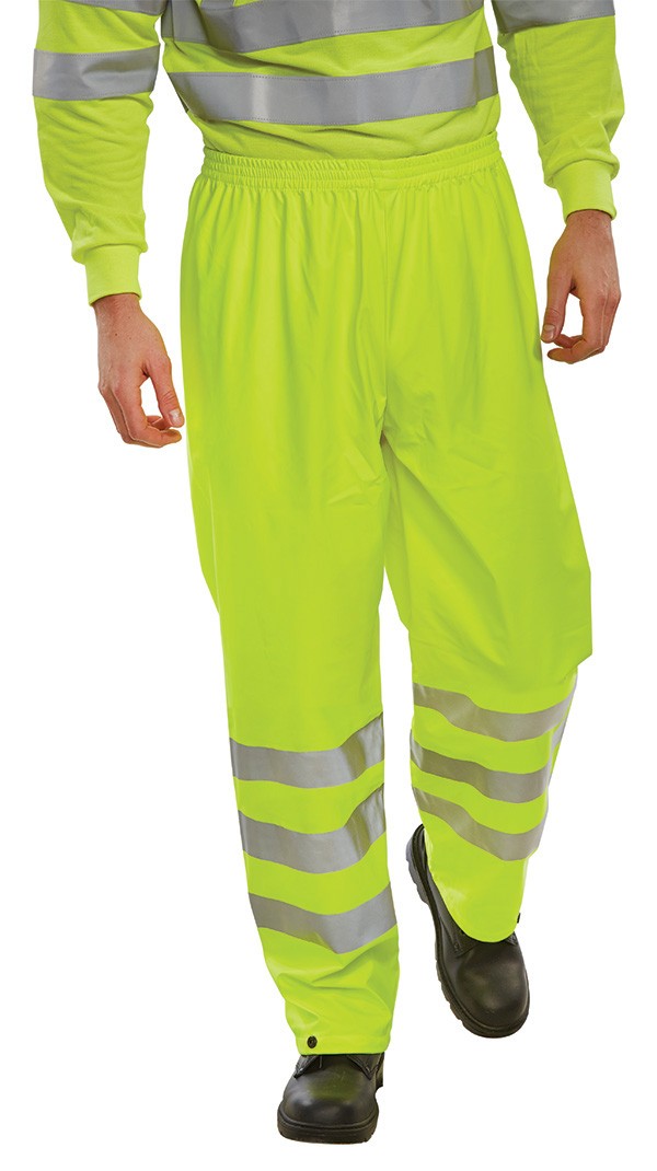Beeswift Hi-Vis Pu Overtrousers Saturn Yellow Size M