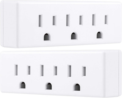Philips SPS1630W/37 3-Outlet Grounded Wall Tap Adapter, UL Listed, White, 2 Pack