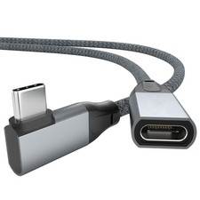 USB C Extension Cable Right Angle 3.3FT/1M, USB-C 3.2 Female to Male Cable Grey