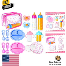 15Pcs Baby Doll Accessories Magic Bottle Set,Pretend Play Feeding Toy with Juice