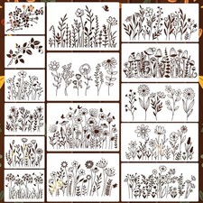 Large Flower Stencils for Crafts Wildflower Stencils Floral Wildflower 01