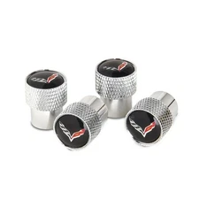 West Coast Corvette/Camaro C7 Corvette Crossed Flags Logo Aluminum Valve Stem...