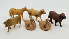 Vintage 1930s Celluloid Farm Animal Lot of 6 - Cow, Horse, Ram, Dog and 2 Swans