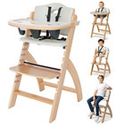 beyond Junior Wooden High Chair for Babies and Toddlers - Convertible 3-In-1 Bab