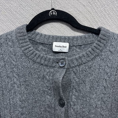 Aritzia Sunday Best Cardigan Womens M Grey Aimy Wool Blend Sweater