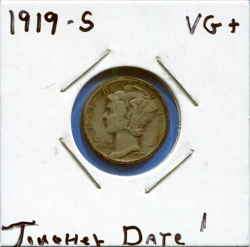 W@W 1919-s  MERCURY DIME !!!! ( Lower Mintage !!!! ) VG+  !!!!!