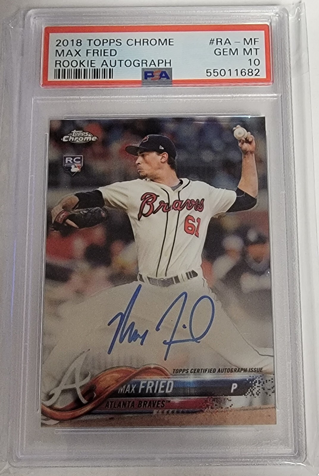 2018 Topps Chrome Max Fried Auto Rookie Card PSA 10 GEM MT Braves