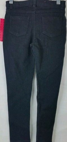 Aviva Black Pants Skinny Fit Jeans Dark Wash Pockets Stretch Zip Girls Size 4/5 - Picture 9 of 12
