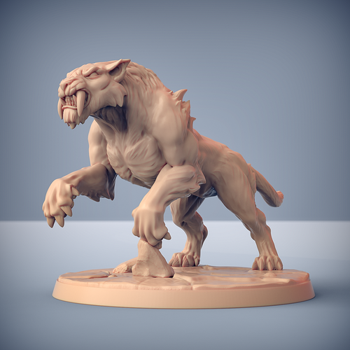 Smilodon Saber Toothed Tiger B - Artisan Guild Fantasy Dungeons & Dragons Mini - 第 1/2 張圖片