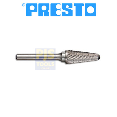 Presto 10mm x 19mm Kugelnase Kegelform Rotations Hartmetall Frässtift 6mm Schaft