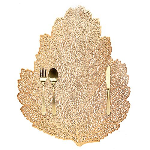 Copper Leaf Placemats For Dinner Table Set Of 4 Metallic Hollow Out