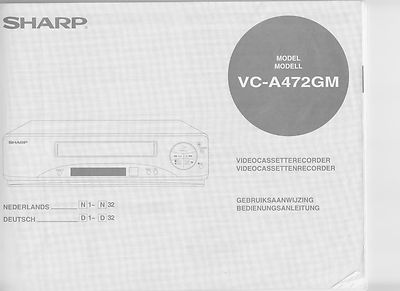  Bedienungsanleitung Notice d ´emploi Handbook SHARP VC-A472GM  B237