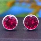 4.00carat Round Shape Natural Ruby Solitaire Stud Earring 18k White Gold Plated