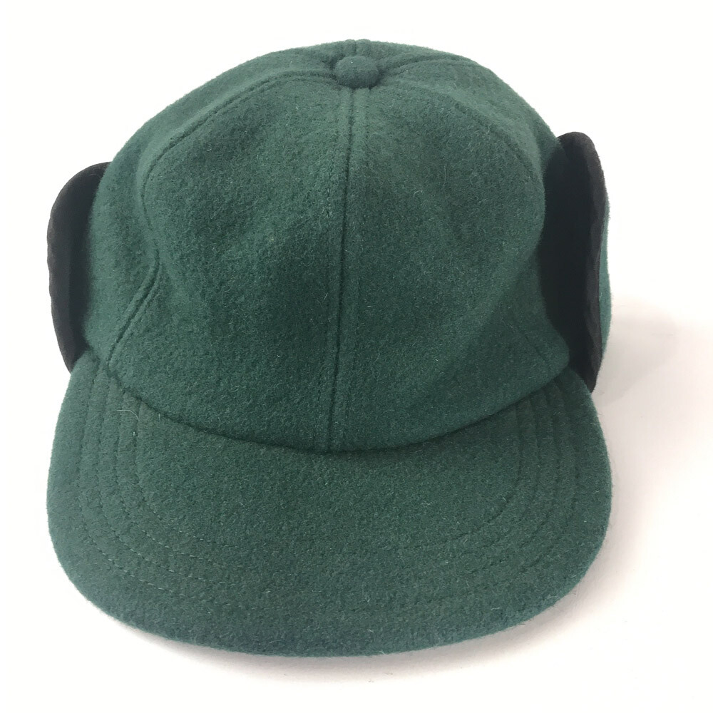 Vintage green felt winter hunting hat Size Small cap with ear
