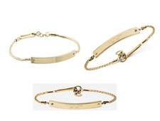NEW-MICHAEL KORS GOLD TONE S/STEEL LOGO ENGRAVED PLATE BRACELET MKJ2649